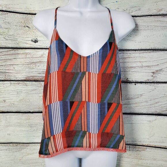 Allie Rae Women's Medium Multicolor Geometric Print Tank Top Strappy Adjustable - Picture 1 of 7